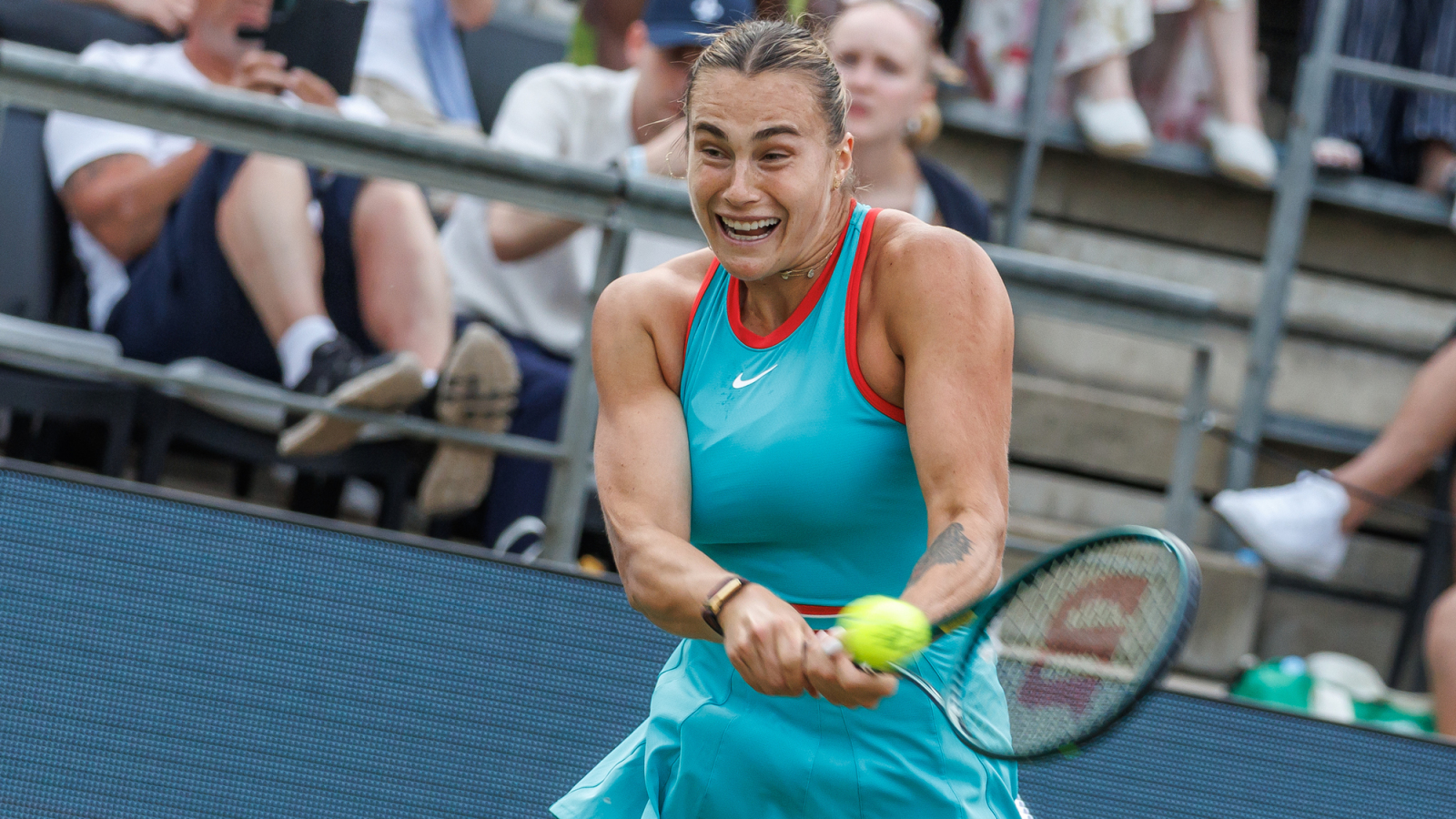Watch: Aryna Sabalenka fumes as Rebeka Masarova Berlin match stopped due to slippery court complaints