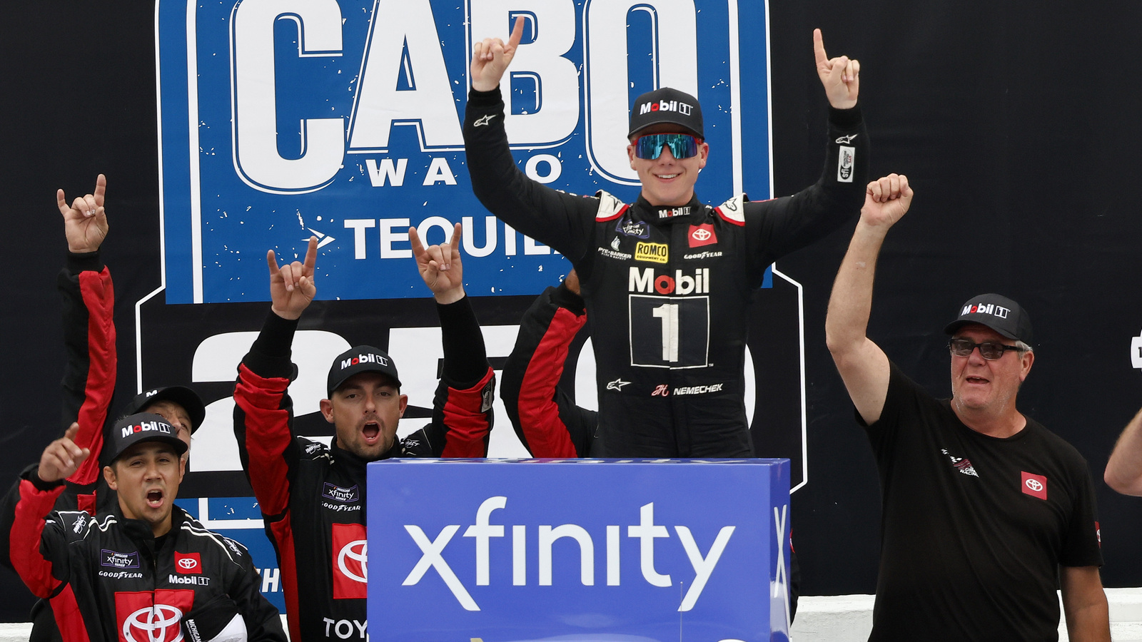 John Hunter Nemechek rallies from early spin to notch milestone Xfinity victory for Joe Gibbs Racing at Michigan
