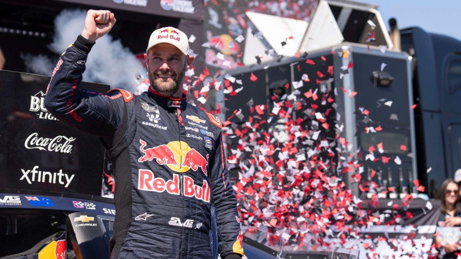 Kevin Harvick reacts to Shane van Gisbergen earning first top 10 oval finish in NASCAR career