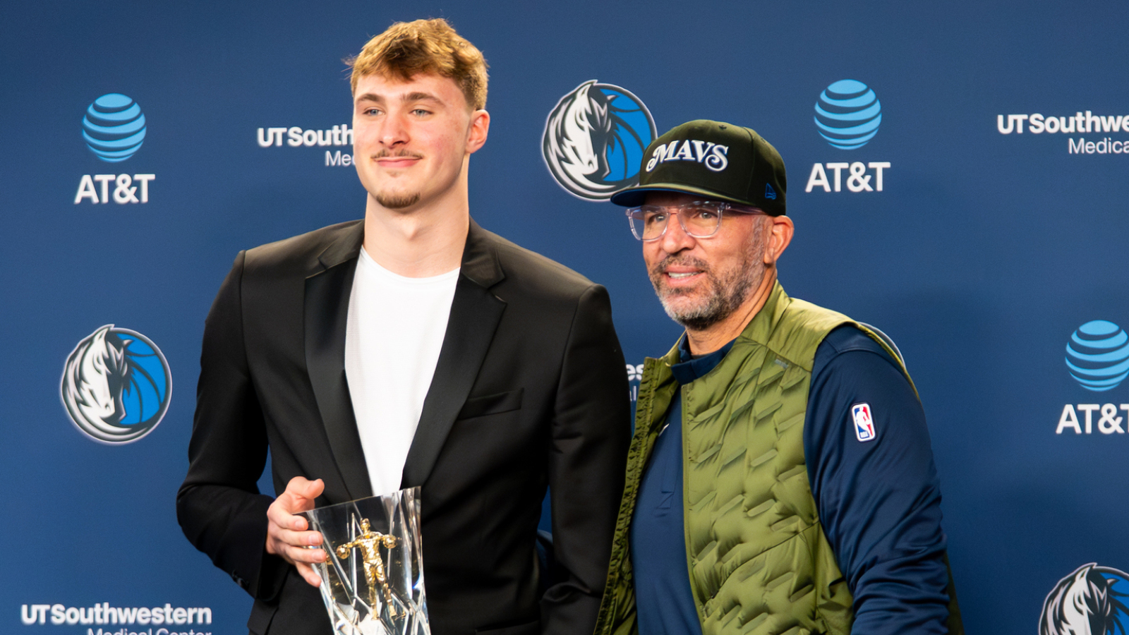 Cooper Flagg looks ahead as he accepts Rookie of the Year Award
