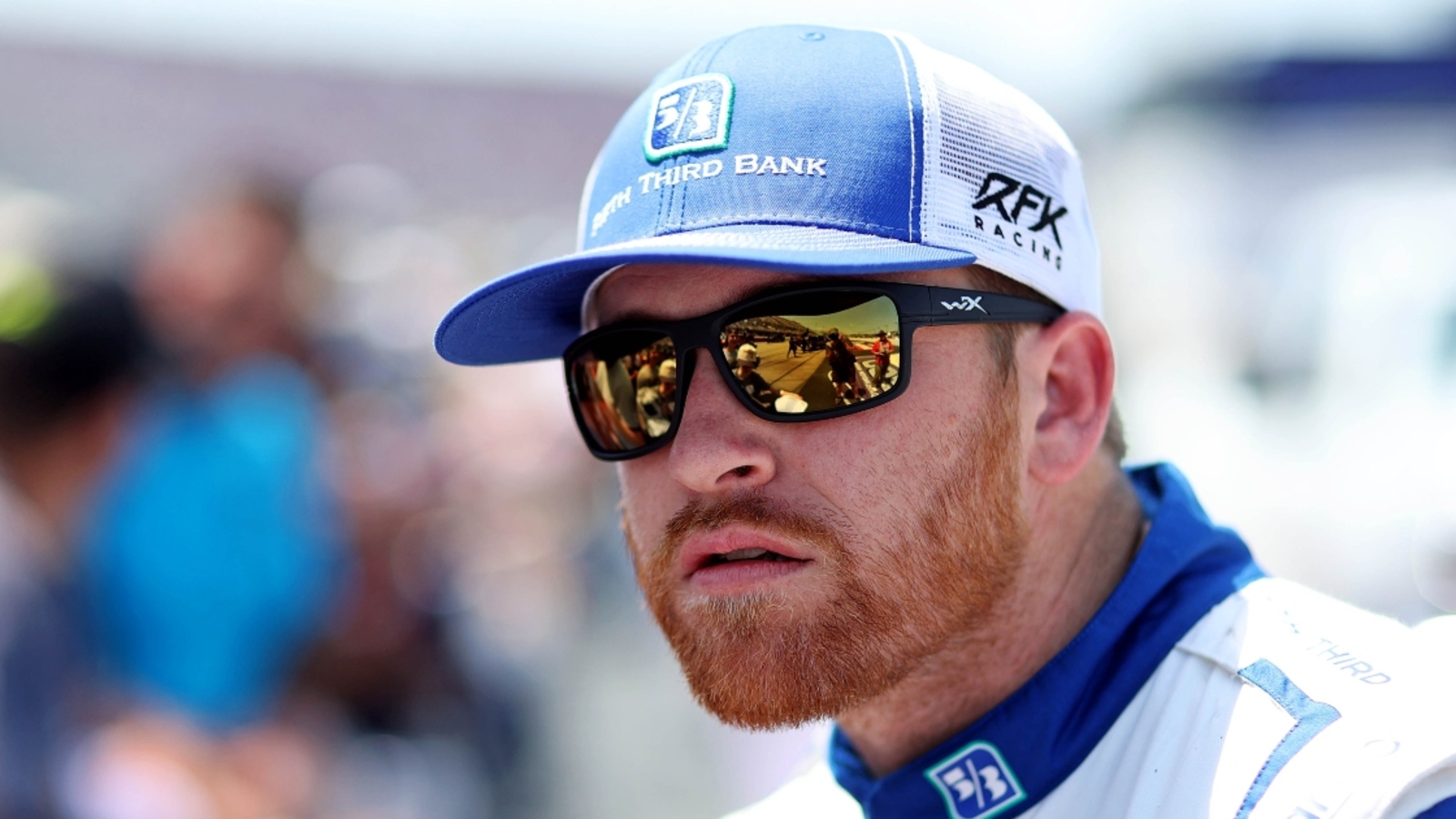 Chris Buescher goes charging after Tyler Reddick on pit road after late wreck at Darlington