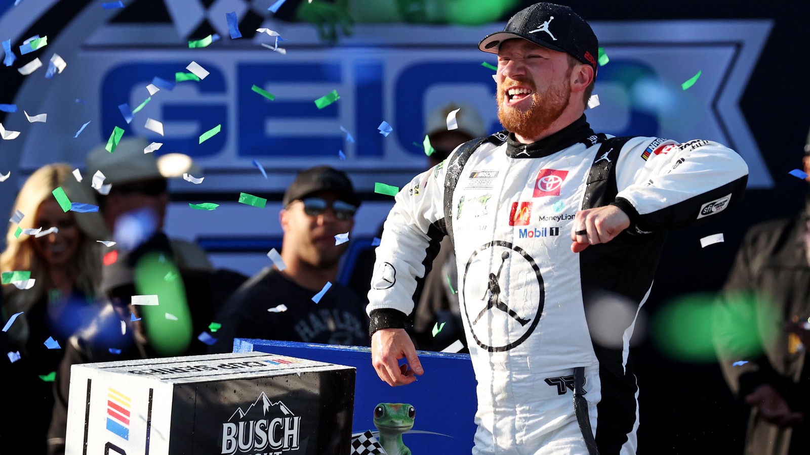 Watch: Tyler Reddick steals the win from Brad Keselowski on the final lap at Talladega after Michael McDowell collects the field in the Big One