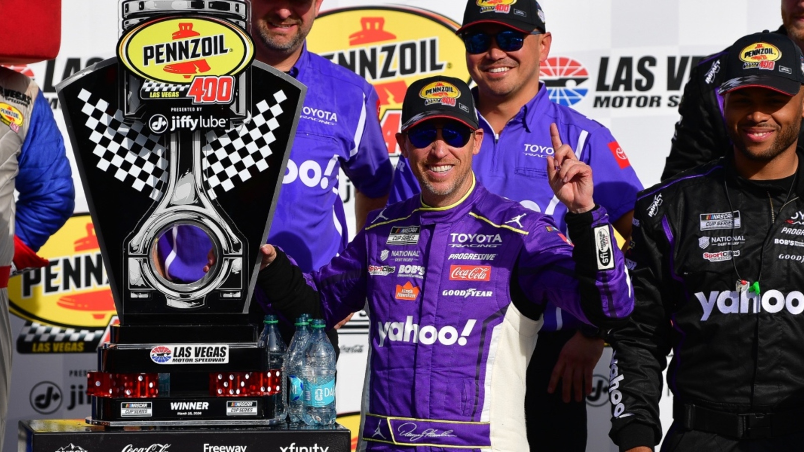 NASCAR insiders react to Denny Hamlin breaking tie with Kevin Harvick, emotional Las Vegas aftermath