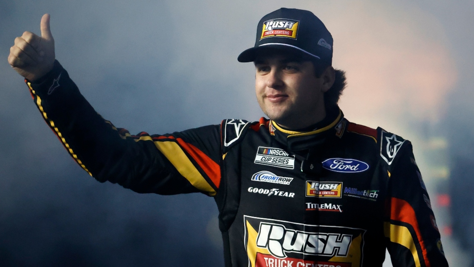 Noah Gragson reacts to hard racing with Tyler Reddick, Shane van Gisbergen