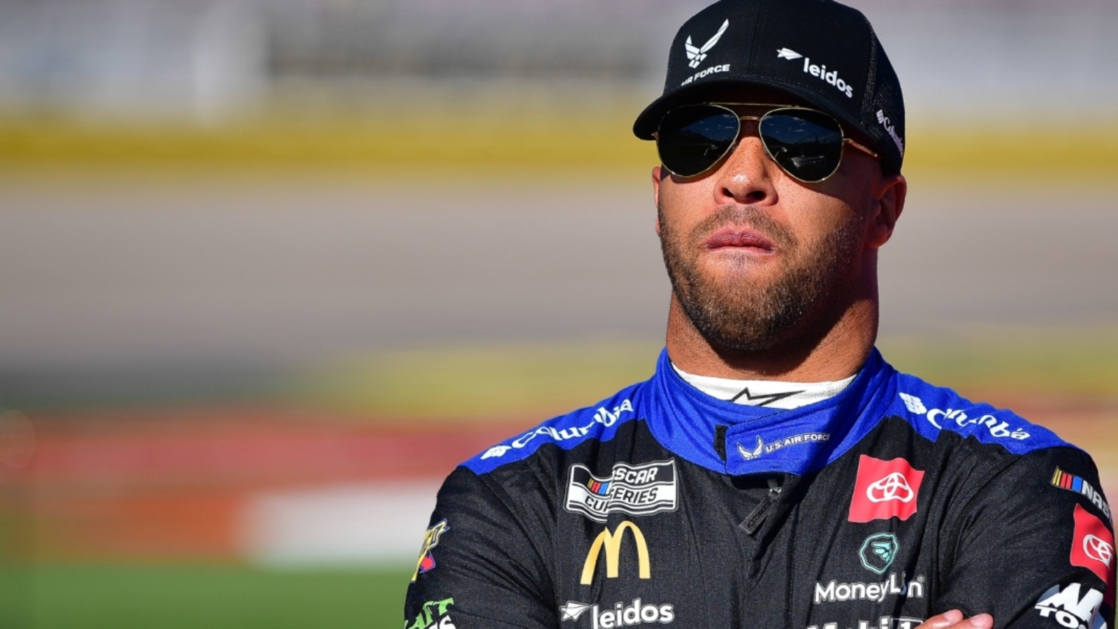 Dale Earnhardt Jr. reacts to Bubba Wallace running over Carson Hocevar at Martinsville