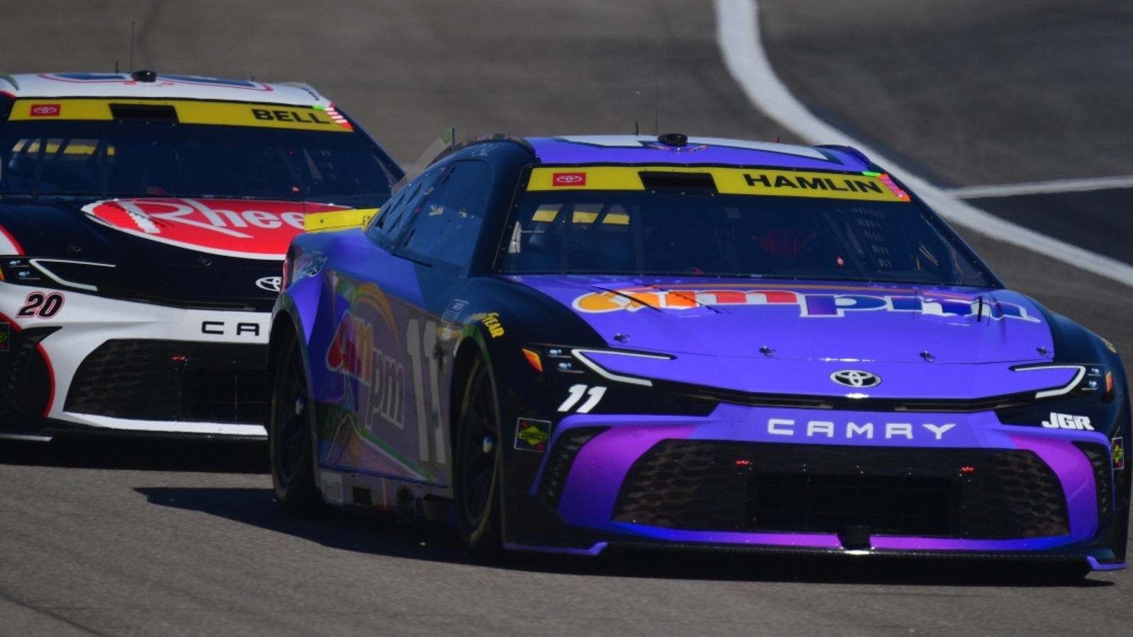 Denny Hamlin reacts to controversial caution length in final stage at Las Vegas