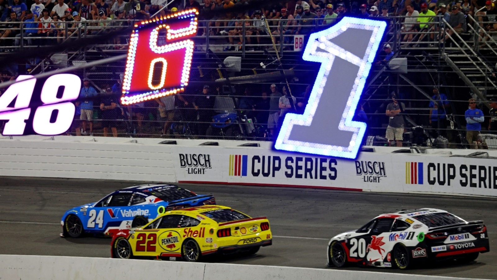 Michael Waltrip drops yellow flag on front stretch at North Wilkesboro, multiple cars run over flag