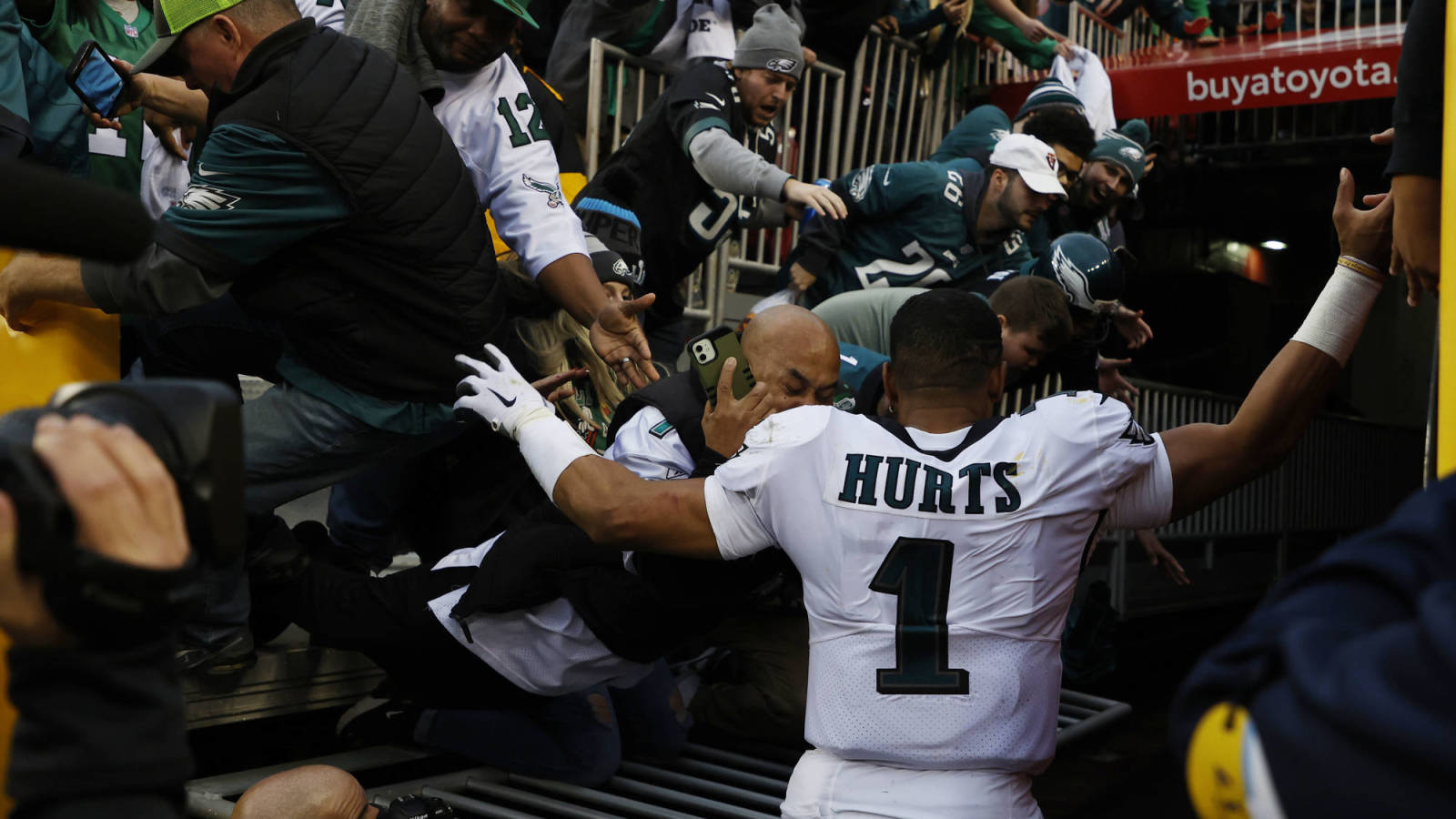 FedEx Field stands collapse as Eagles QB Jalen Hurts exits field after win