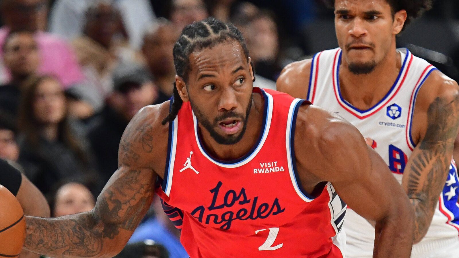 Kawhi Leonard reacts to James Harden's shocking trade request