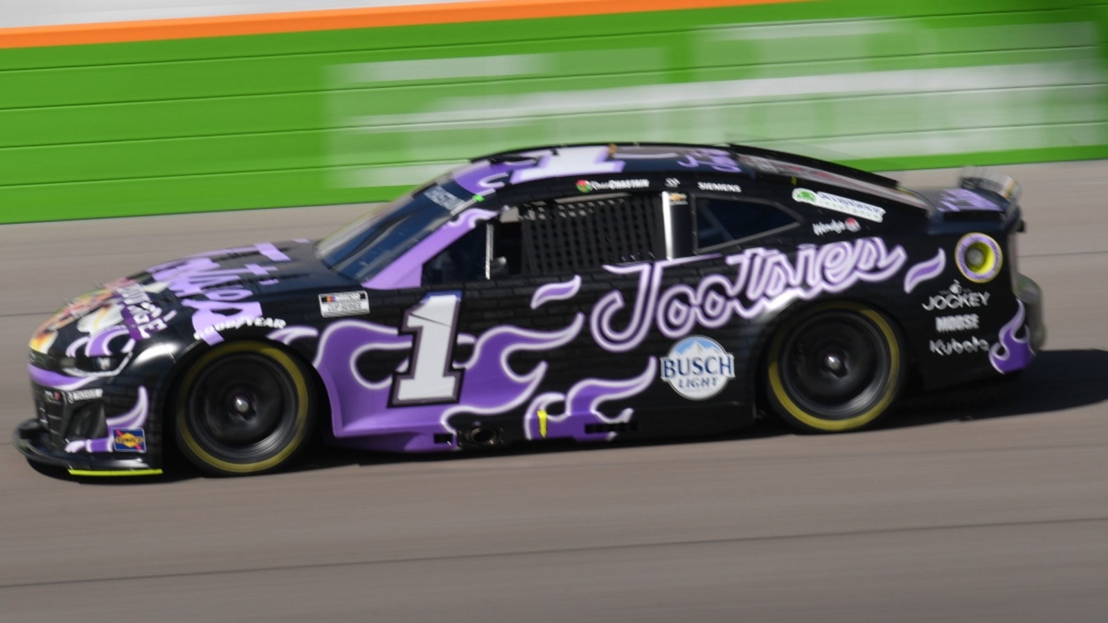 Ross Chastain hits the wall during NASCAR practice at Las Vegas, unsure of damage