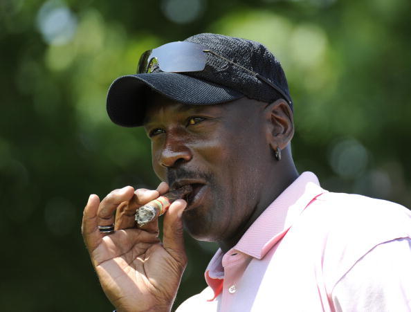 Michael Jordan smoking a cigarette (or weed)