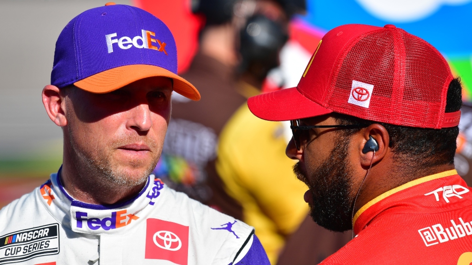 Denny Hamlin refuses to apologize for racing Bubba Wallace hard at Kansas: ‘On Sunday, I am the driver’