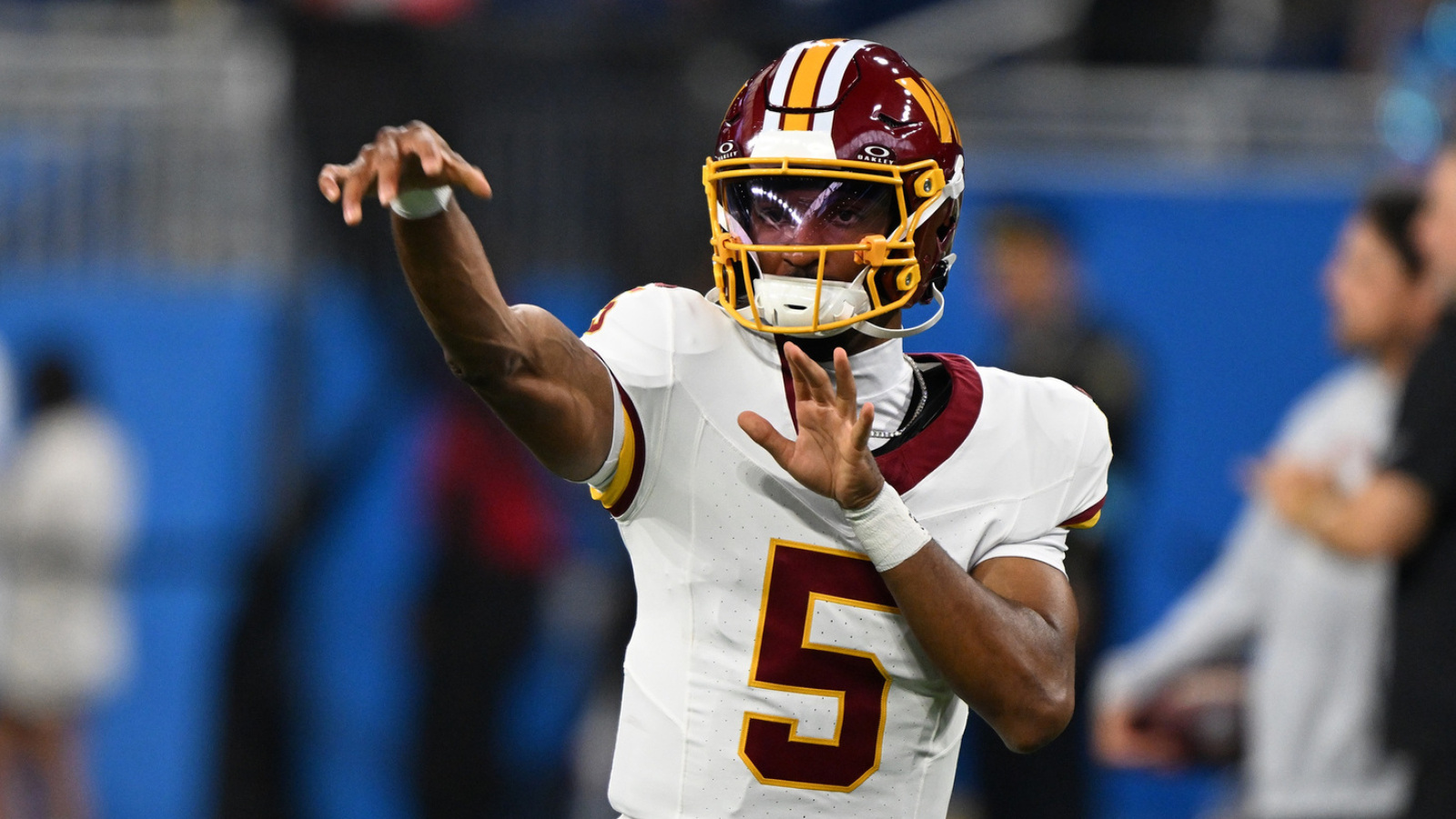 Jayden Daniels carts off with left elbow injury in Commanders’ loss to Cowboys