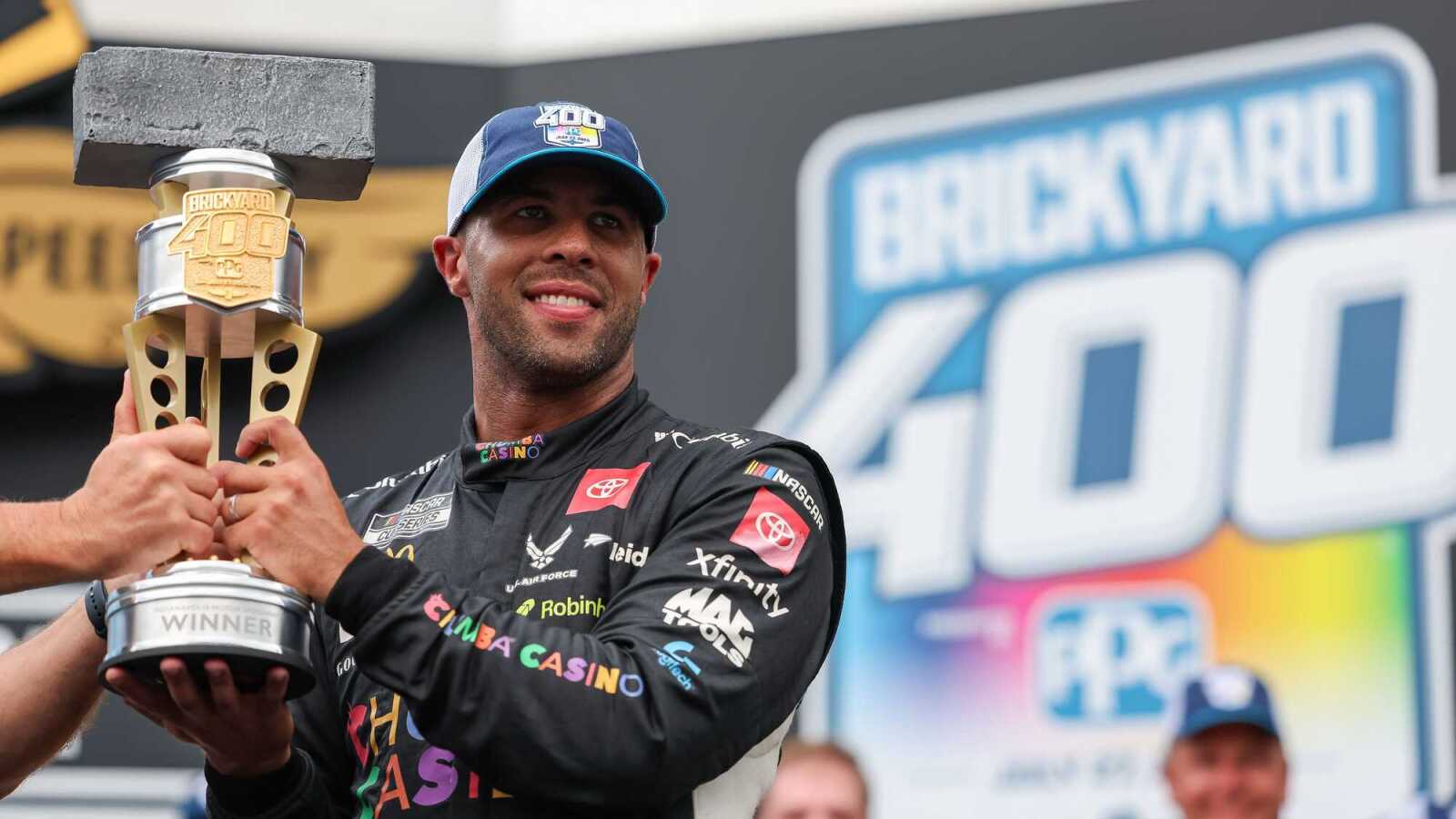 Bubba Wallace Tears Up in Emotional Victory Lane Interview After First Crown Jewel Win