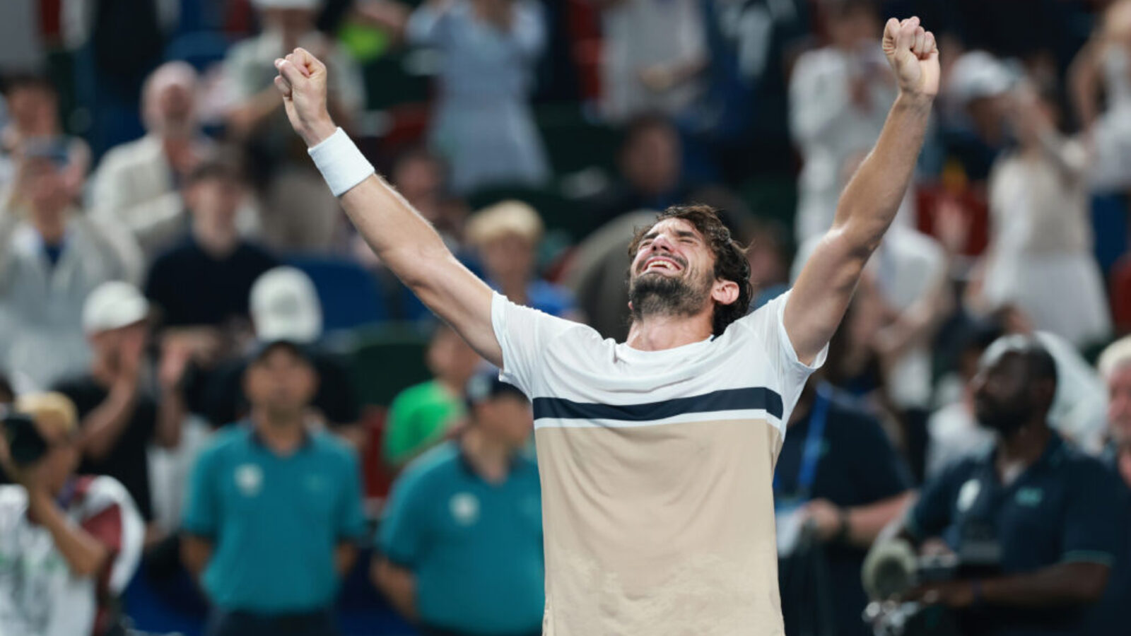 Valentin Vacherot reacts to stunning Shanghai Masters victory over Arthur Rinderknech