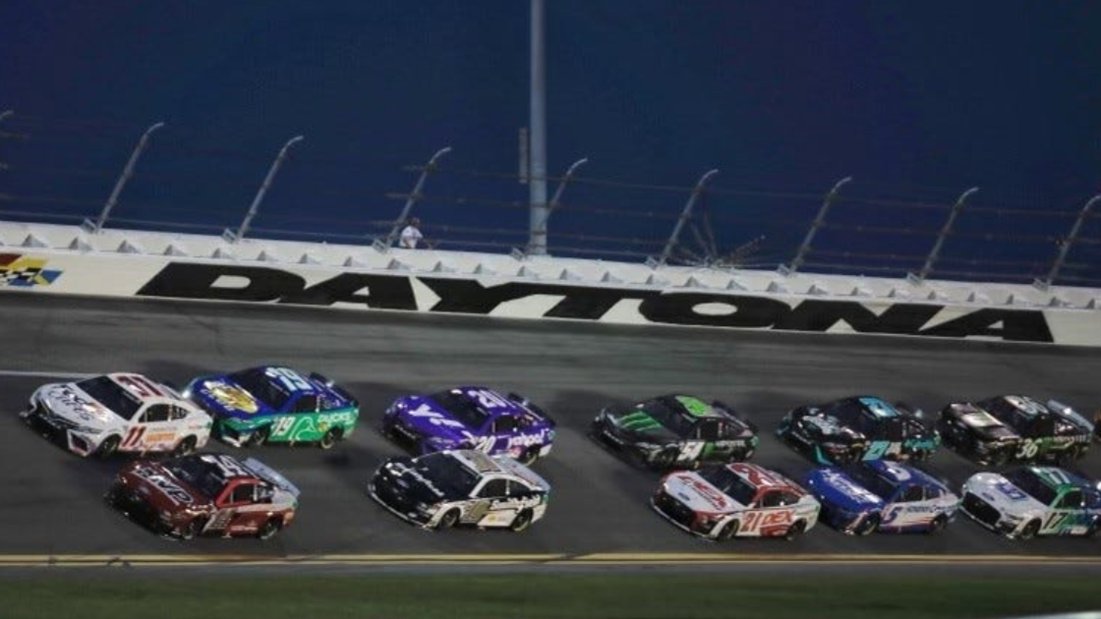 SpaceX rocket launches over Daytona International during Coke Zero Sugar 400