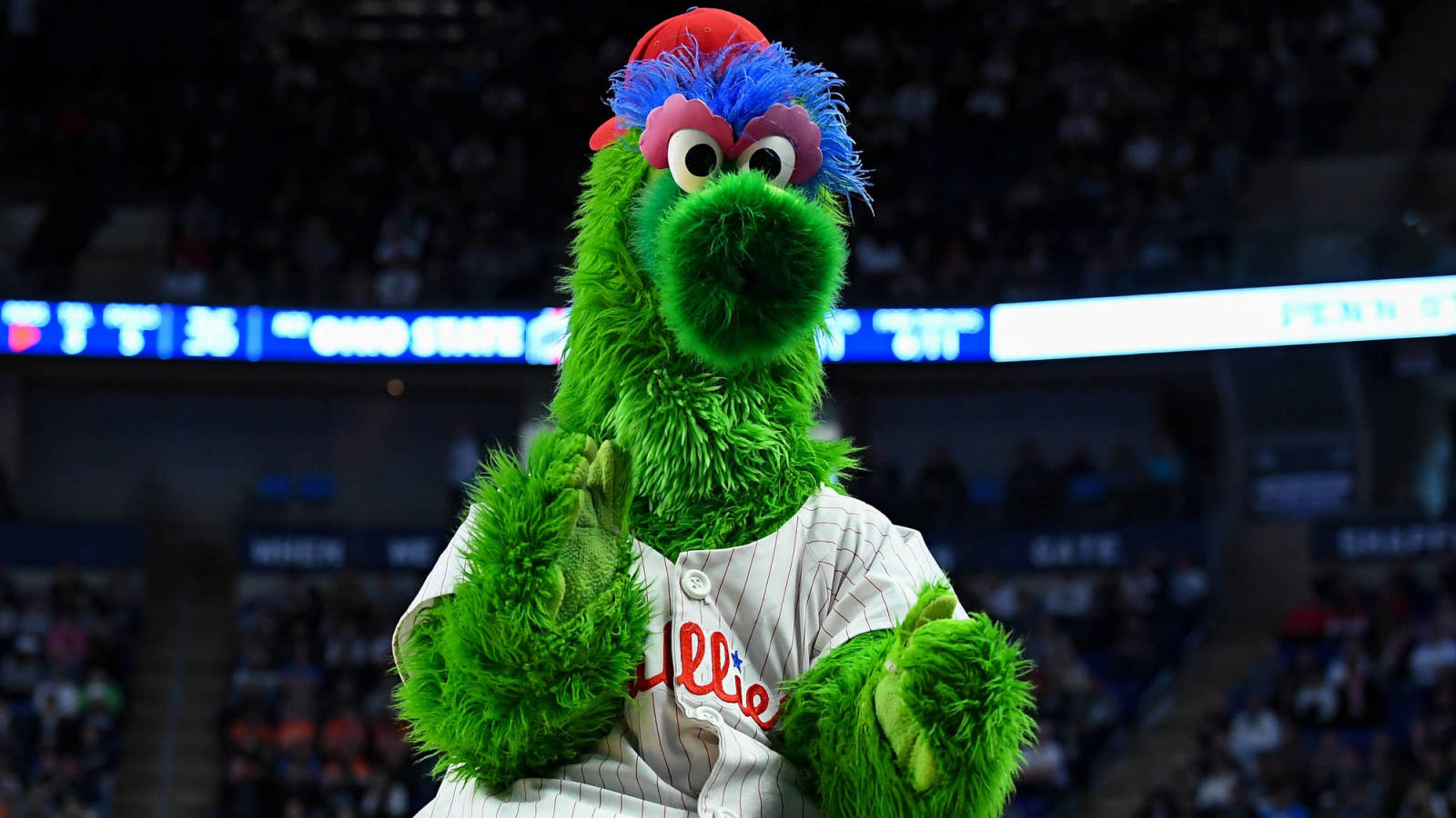 Watch Phillie Phanatic Loses It On Marlins Fan Cutout Yardbarker