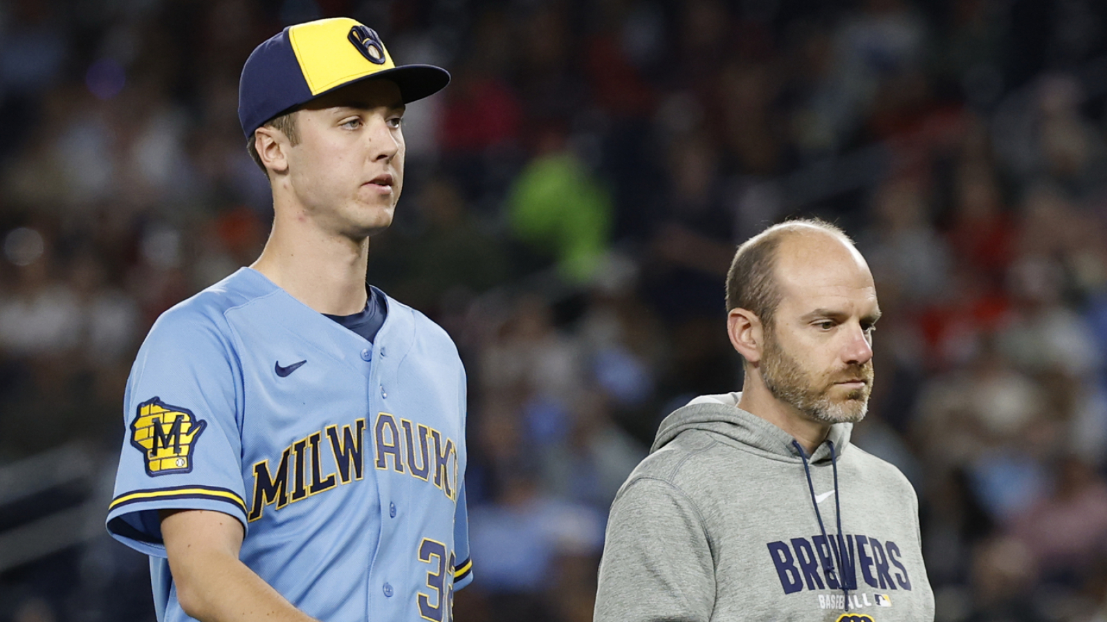 Brewers' Jacob Misiorowski removed while working on no-hitter due to injury concern