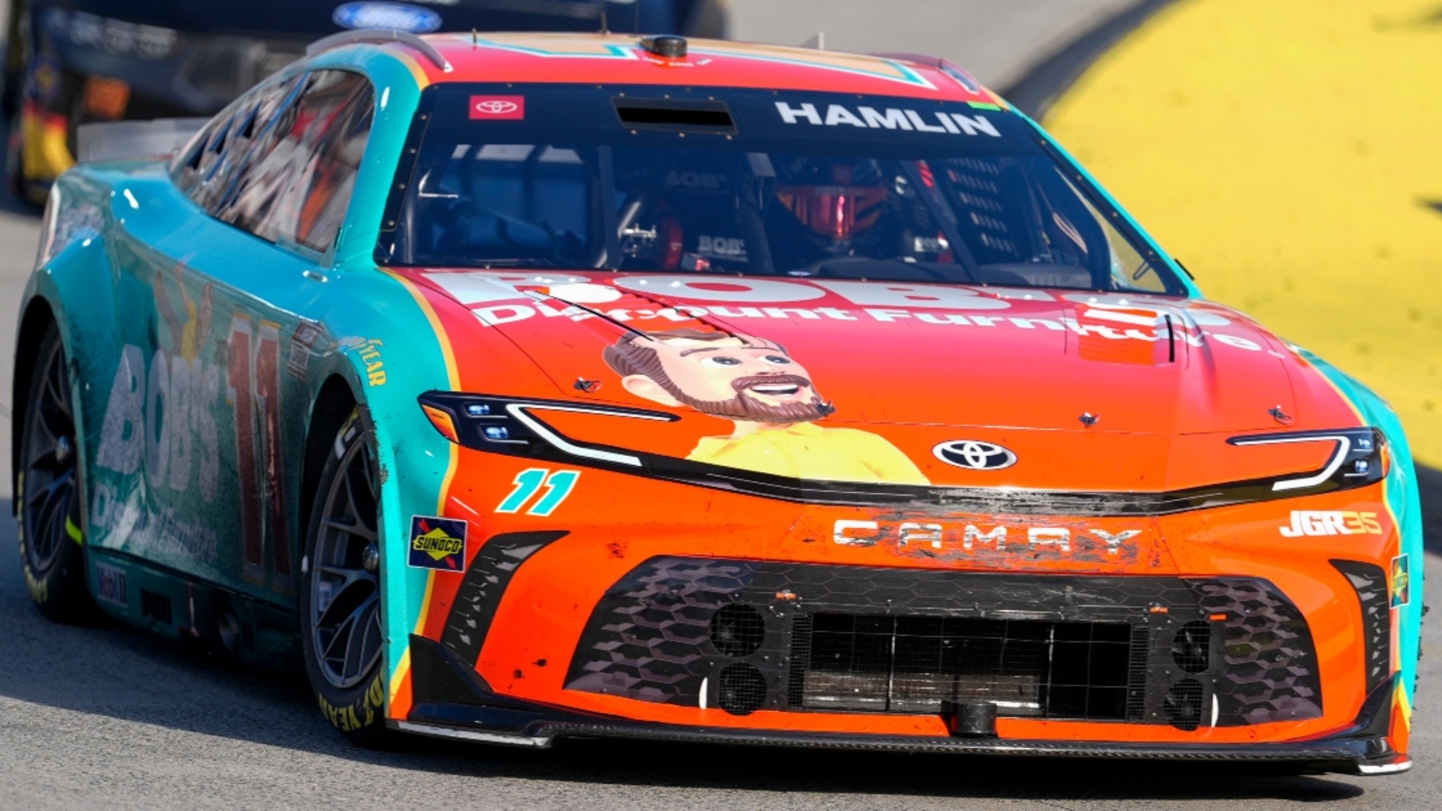 Kevin Harvick reacts to Denny Hamlin losing control of Martinsville race after final restart