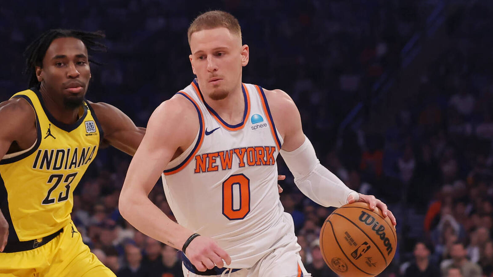 Watch: Knicks' Donte DiVincenzo makes, absorbs big shot to win Game 1