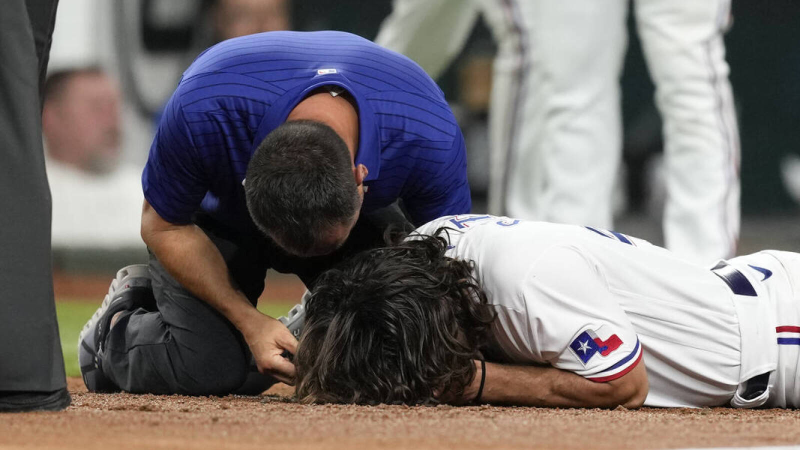 Rangers OF reveals extent of injuries after being hit in face with pitch
