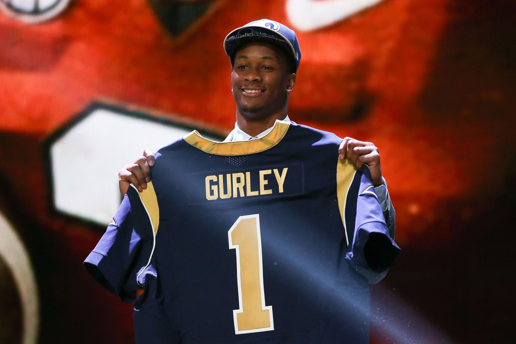 men\u0026#39;s los angeles rams todd gurley navy game jersey  