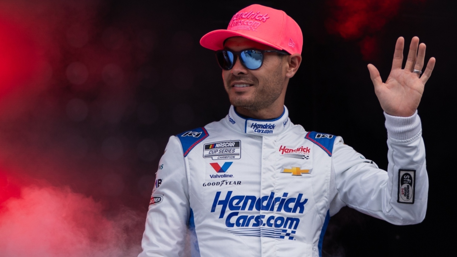 Kyle Larson reacts to hard racing, contact with Shane van Gisbergen at the Roval