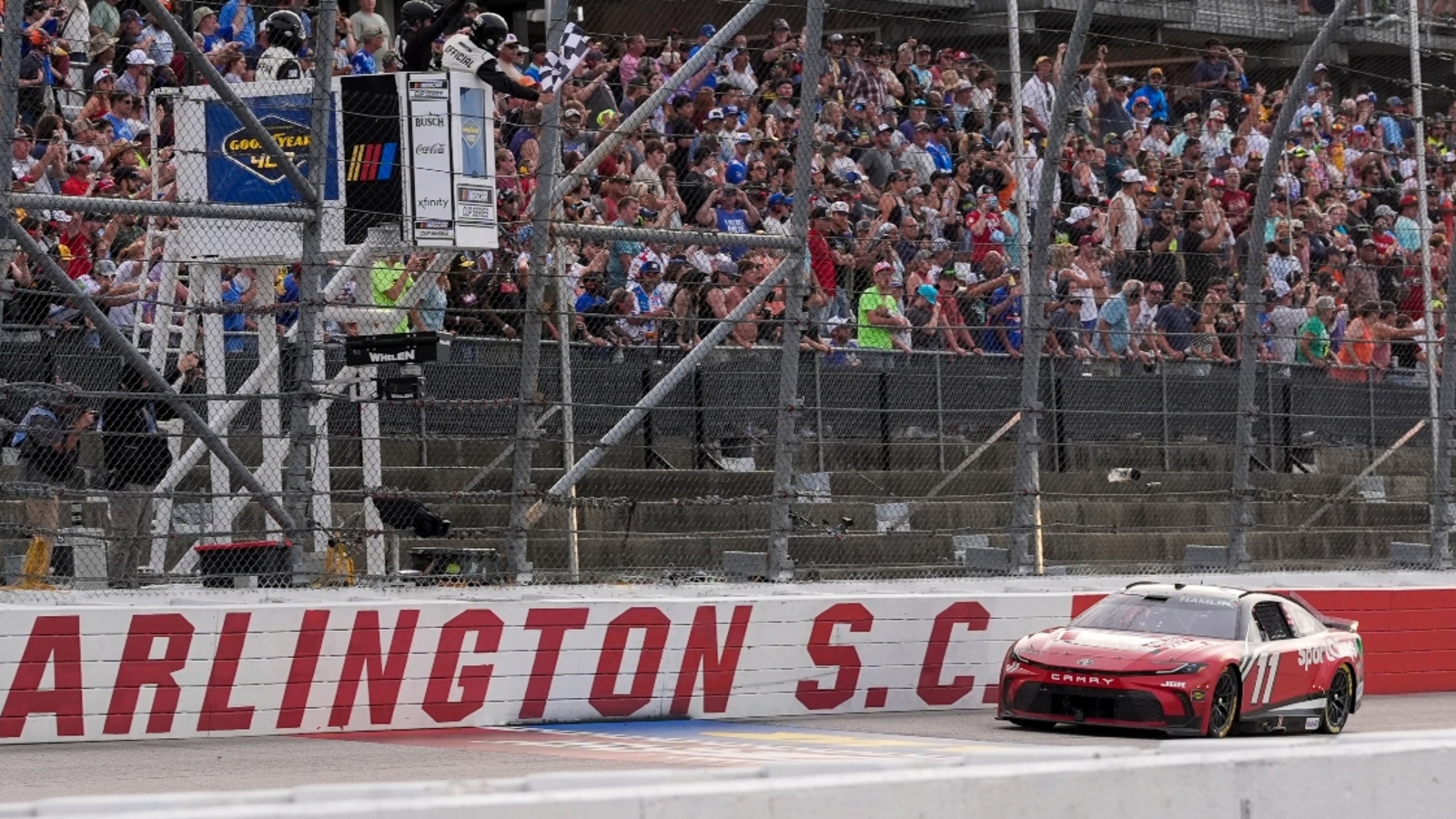 Denny Hamlin reacts to controversial NASCAR caution decision at Darlington