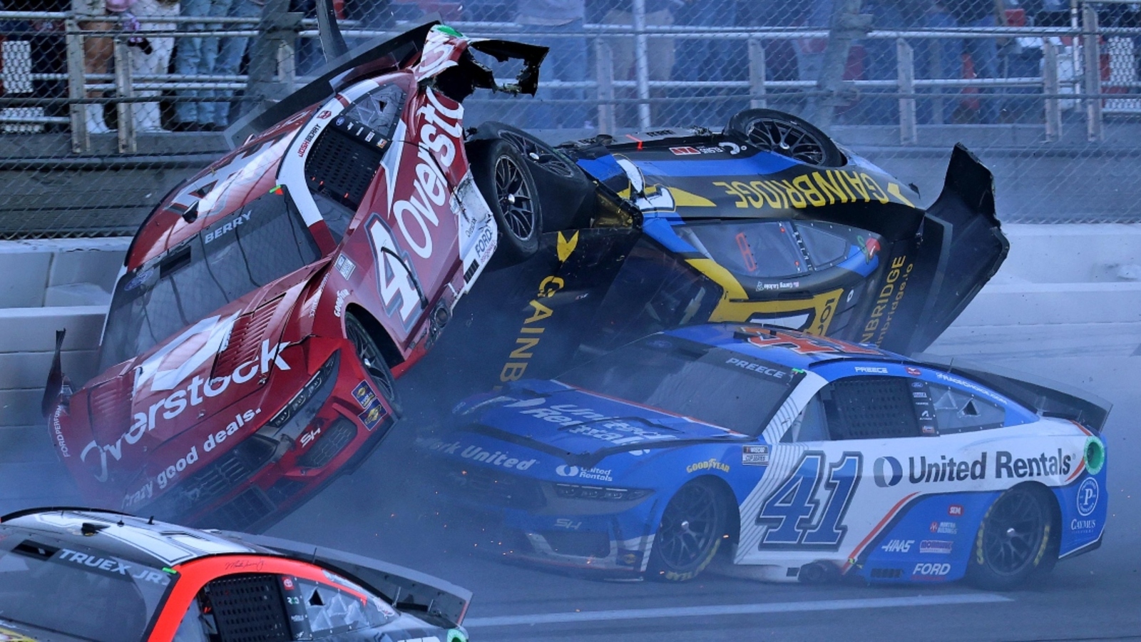 Photos show shocking aftermath of Corey LaJoie, Josh Berry’s last lap wreck at Talladega