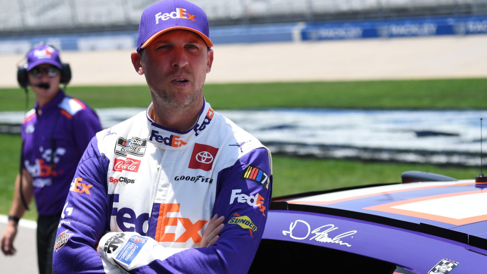 Denny Hamlin and his team couldn’t believe Atlanta’s three-wide finish