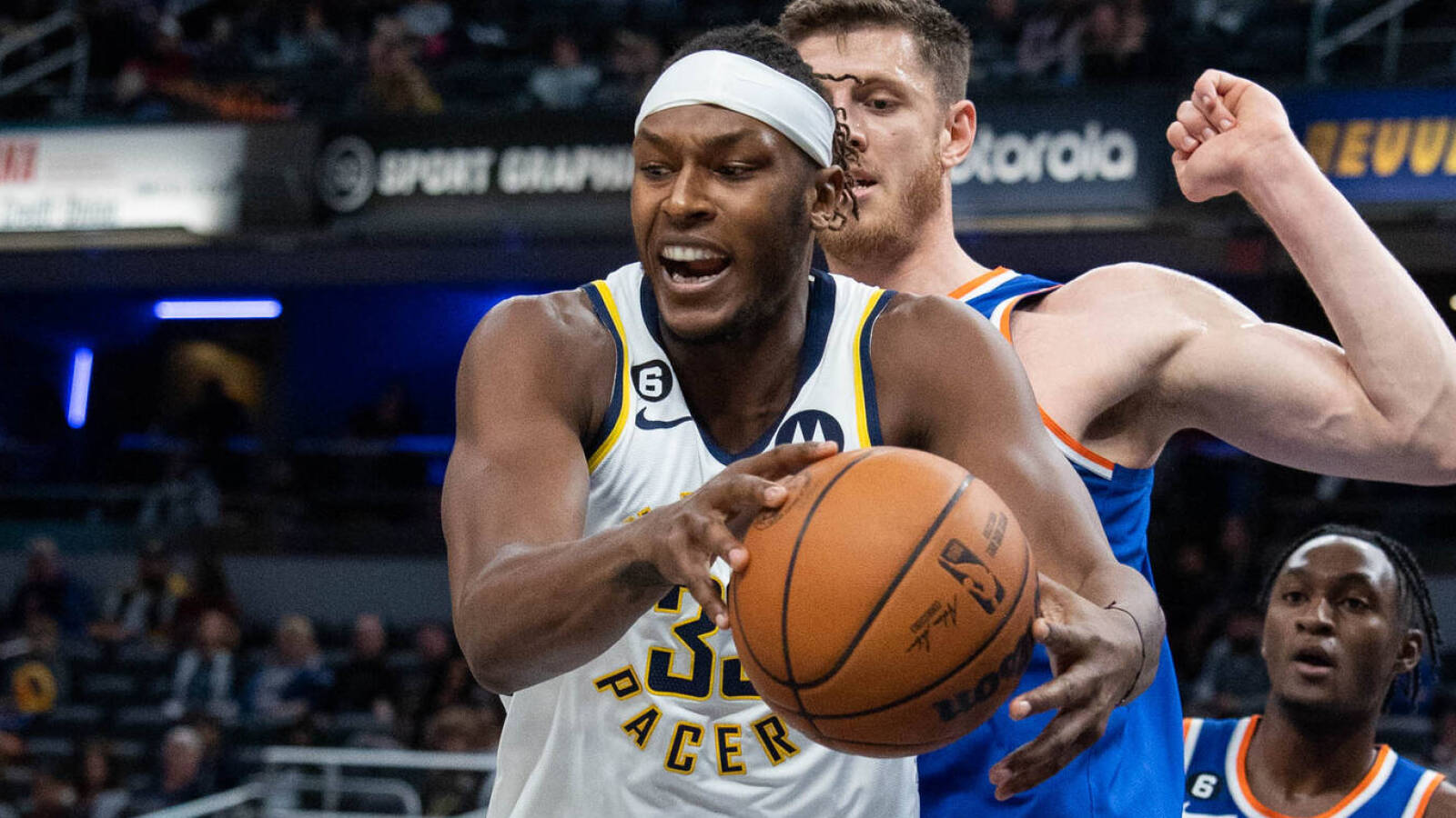 Pacers center Myles Turner sprains ankle after landing on ball boy during warmups
