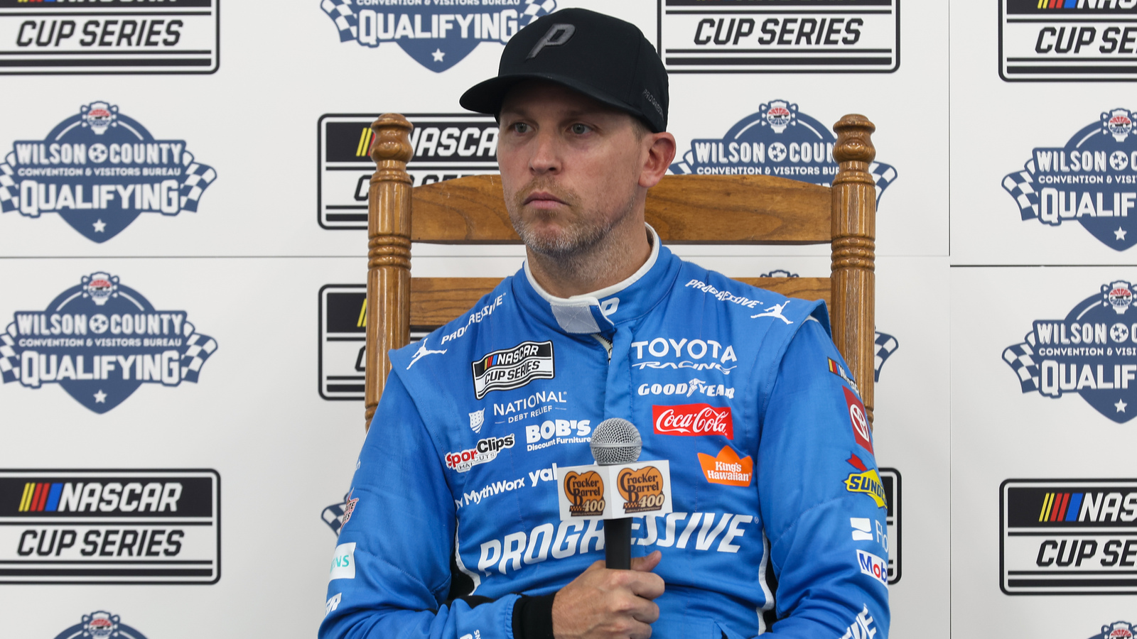 Denny Hamlin on pole for Cracker Barrel 400 after qualifying rained out
