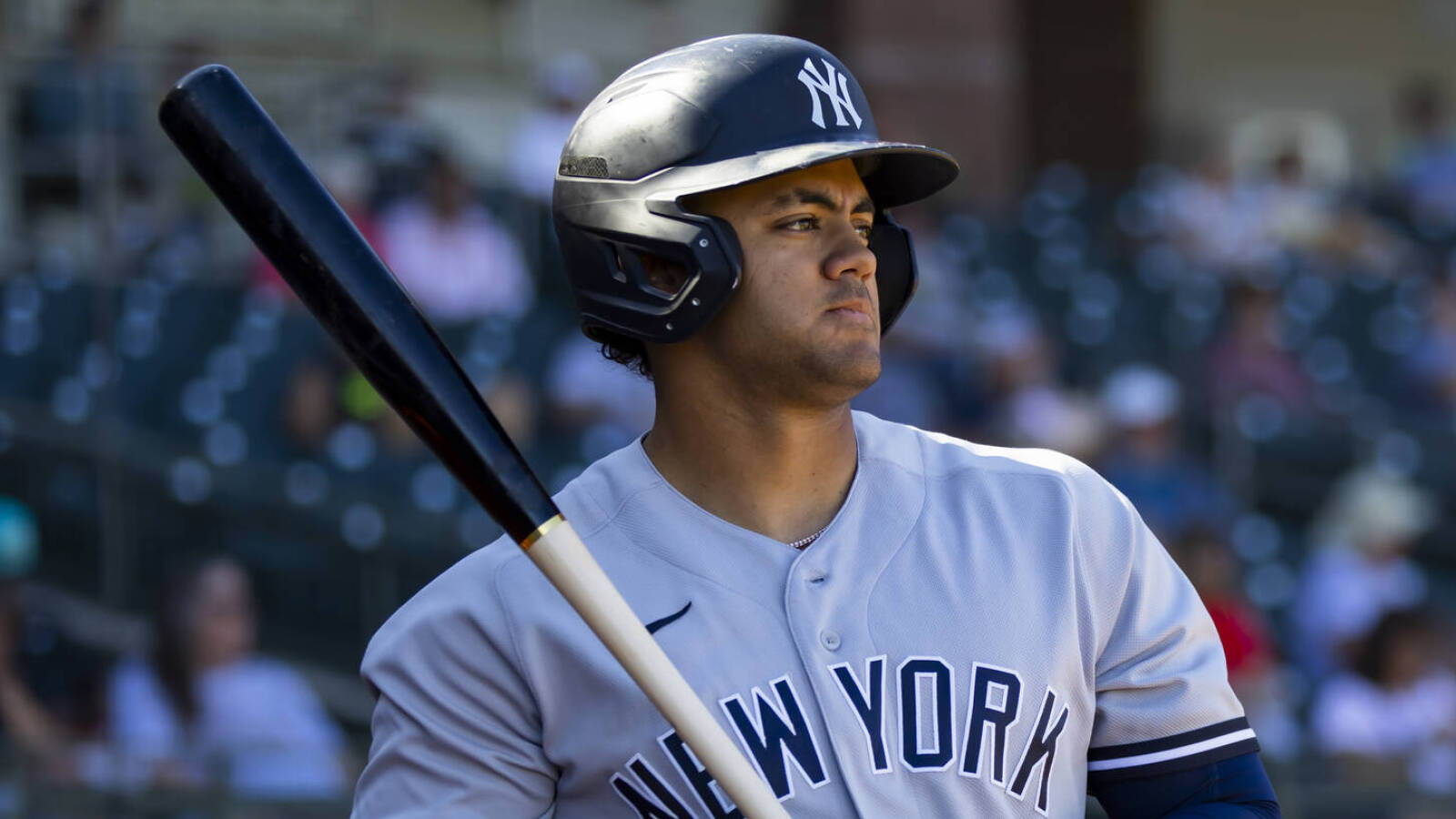 Yankees news: Super prospect Jasson Dominguez promoted to Doub yankees  batting practice jersey le-A