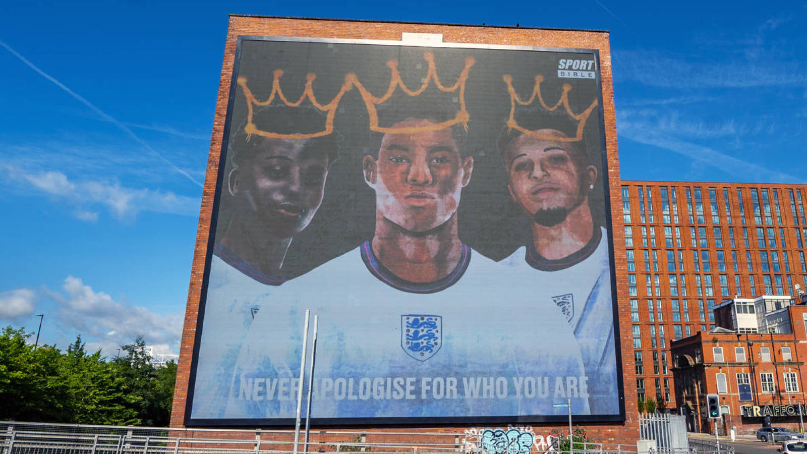 Mural painted in support of Rashford, Sancho, Shattered Saka
