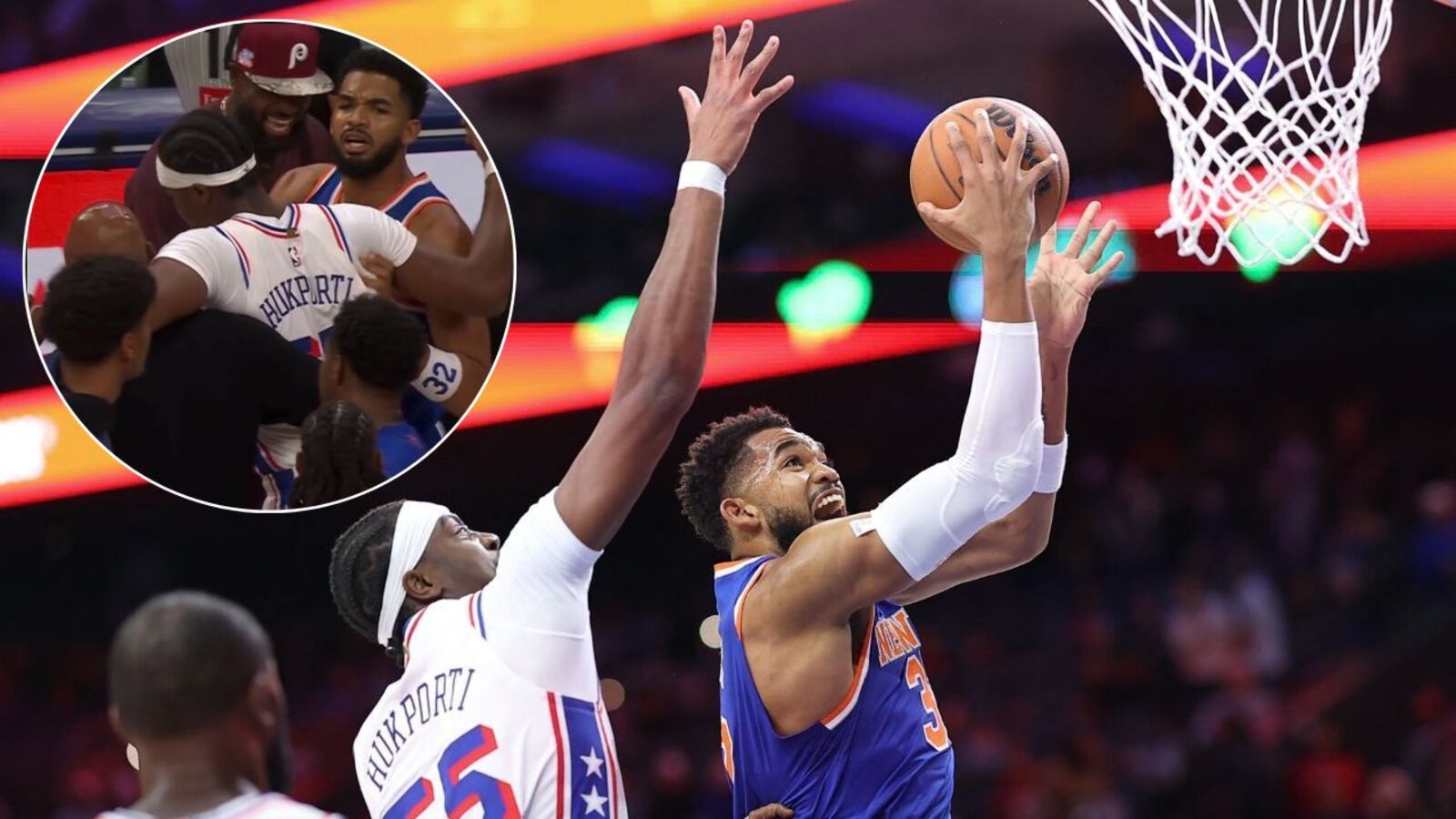 Karl-Anthony Towns Carries 76ers’ Ariel Hukporti To Locker Room After Scary Non-Contact Injury