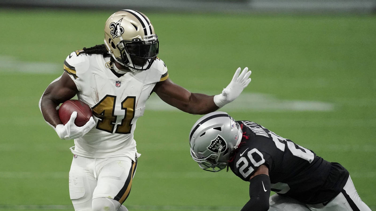 Watch Saints’ Alvin Kamara scores first ever NFL TD in Las Vegas