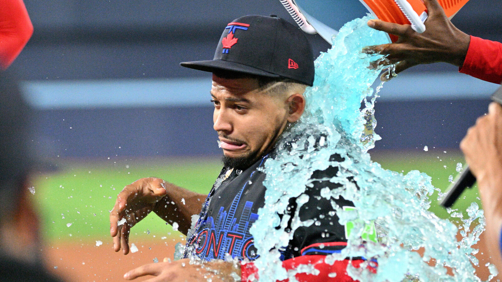 Jonatan Clase hit his first big league home run in the Blue Jays’ 61