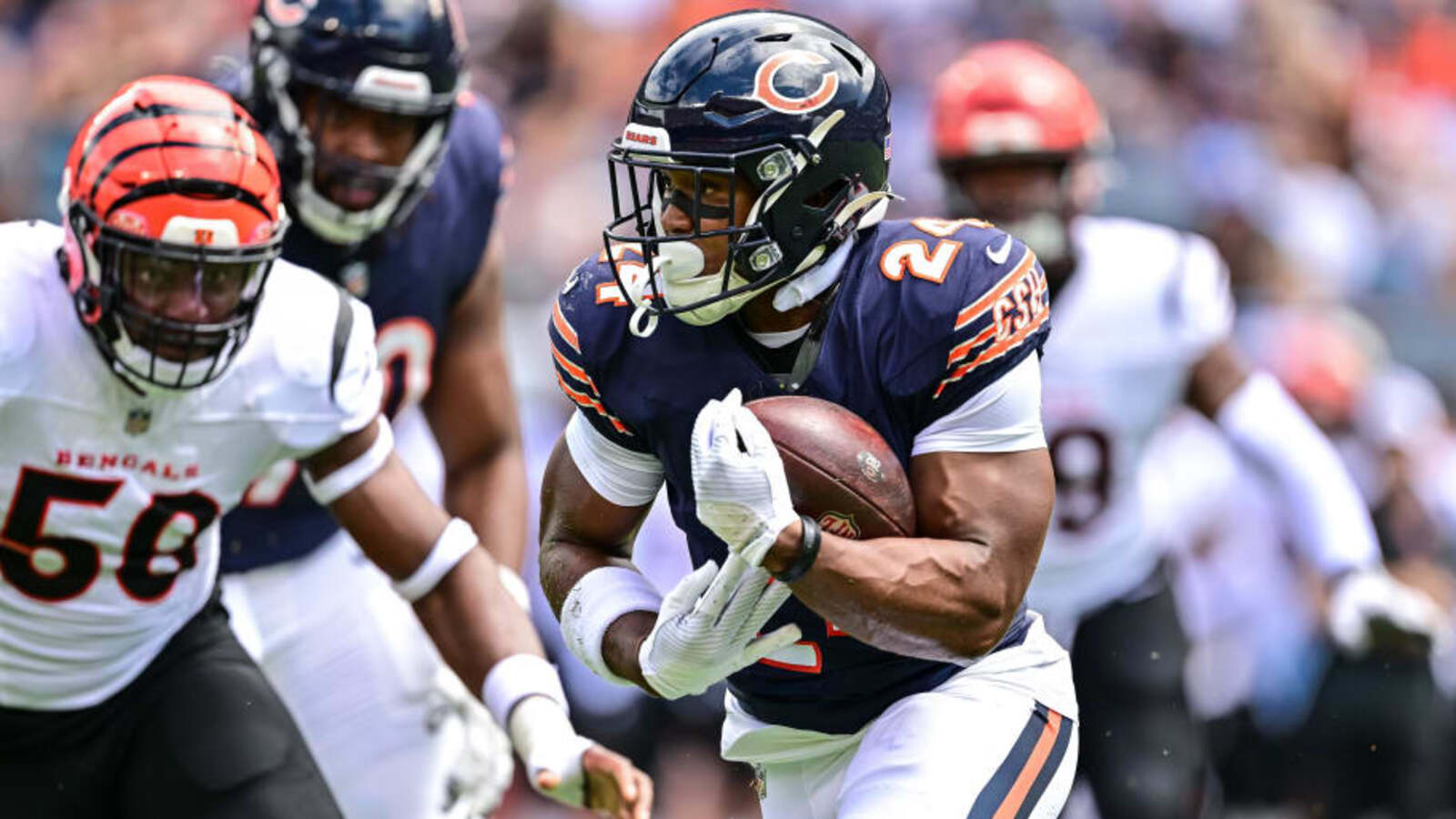 Aug 17, 2024; Chicago, Illinois, USA; Chicago Bears running back Khalil Herbert (24) runs the ball against the Cincinnati Bengals during the first quarter at Soldier Field. Mandatory Credit: Daniel Bartel-USA TODAY Sports Daniel Bartel-USA TODAY Sports Cowboys should try to trade for this Chicago Bears running back Originally posted on Dallas Cowboys on SI By Dustin Mosher | Last updated 8/23/24