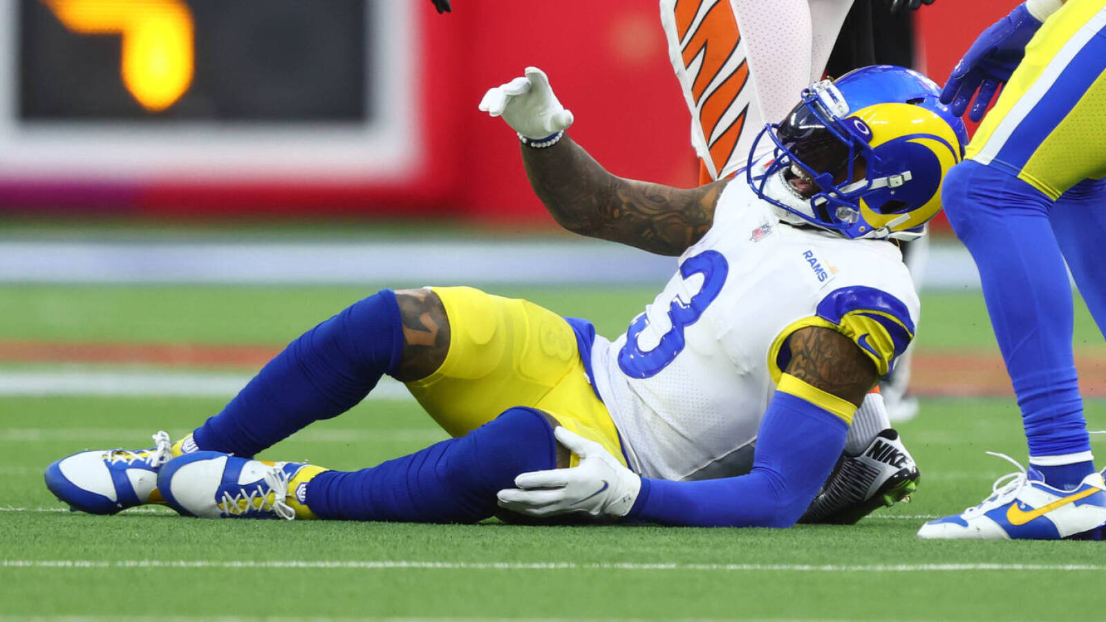 Rams WR Odell Beckham suffers knee injury in second quarter of Super Bowl  LVI