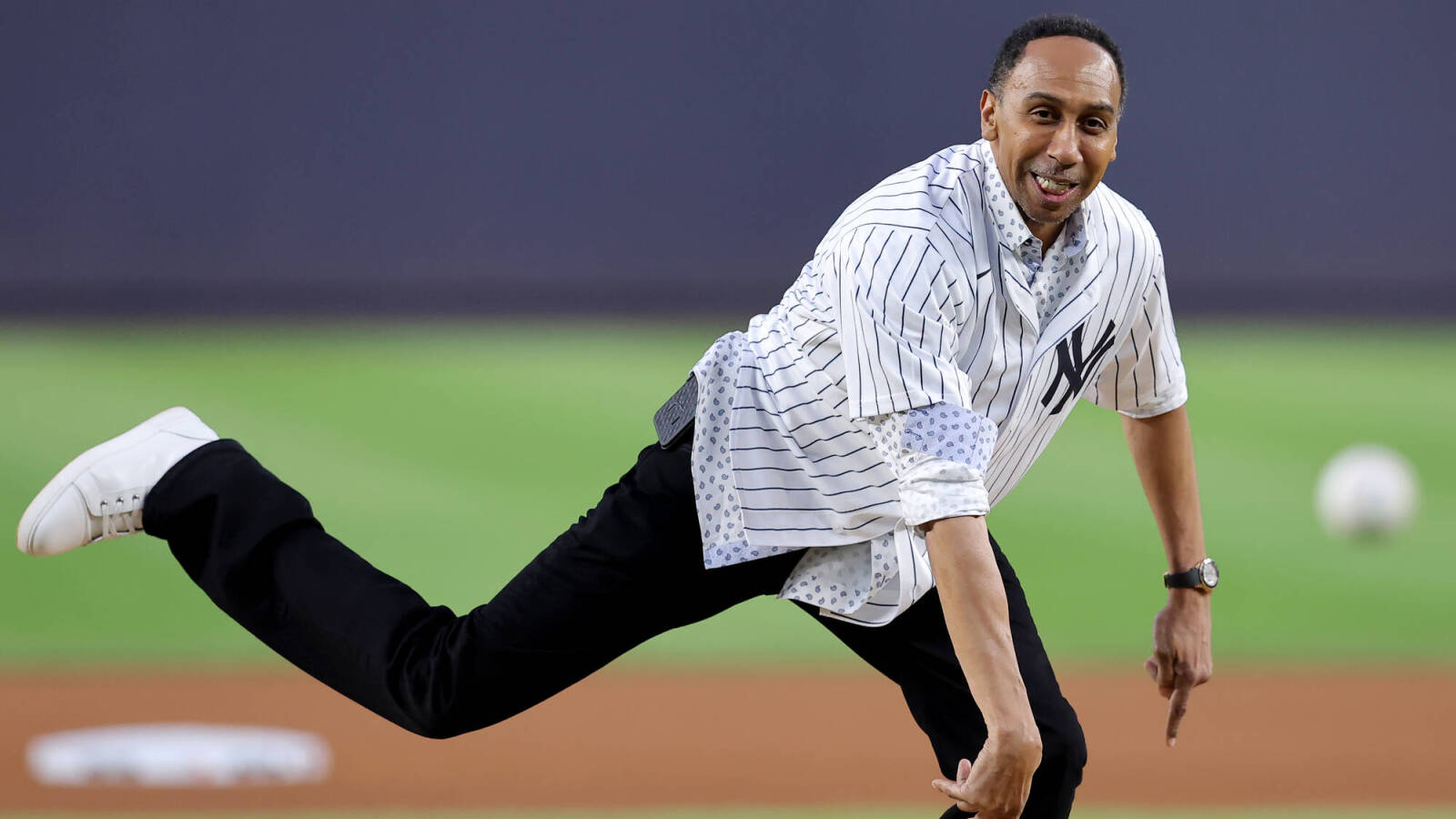 Watch: Stephen A. Smith throws 'preposterous' first pitch at Yankee ...