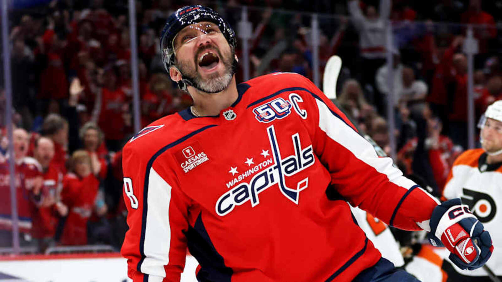 Mar 20, 2025; Washington, District of Columbia, USA; Washington Capitals left wing Alex Ovechkin (8) celebrates after scoring a goal during the first period against the Philadelphia Flyers at Capital One Arena. Mandatory Credit: Daniel Kucin Jr.-Imagn Images Daniel Kucin Jr.-Imagn Images Capitals Clinch First NHL Playoff Spot Originally posted on Breakaway on SI | By Nick Horwat | Last updated Mar 20, 2025 10:25 PM ET