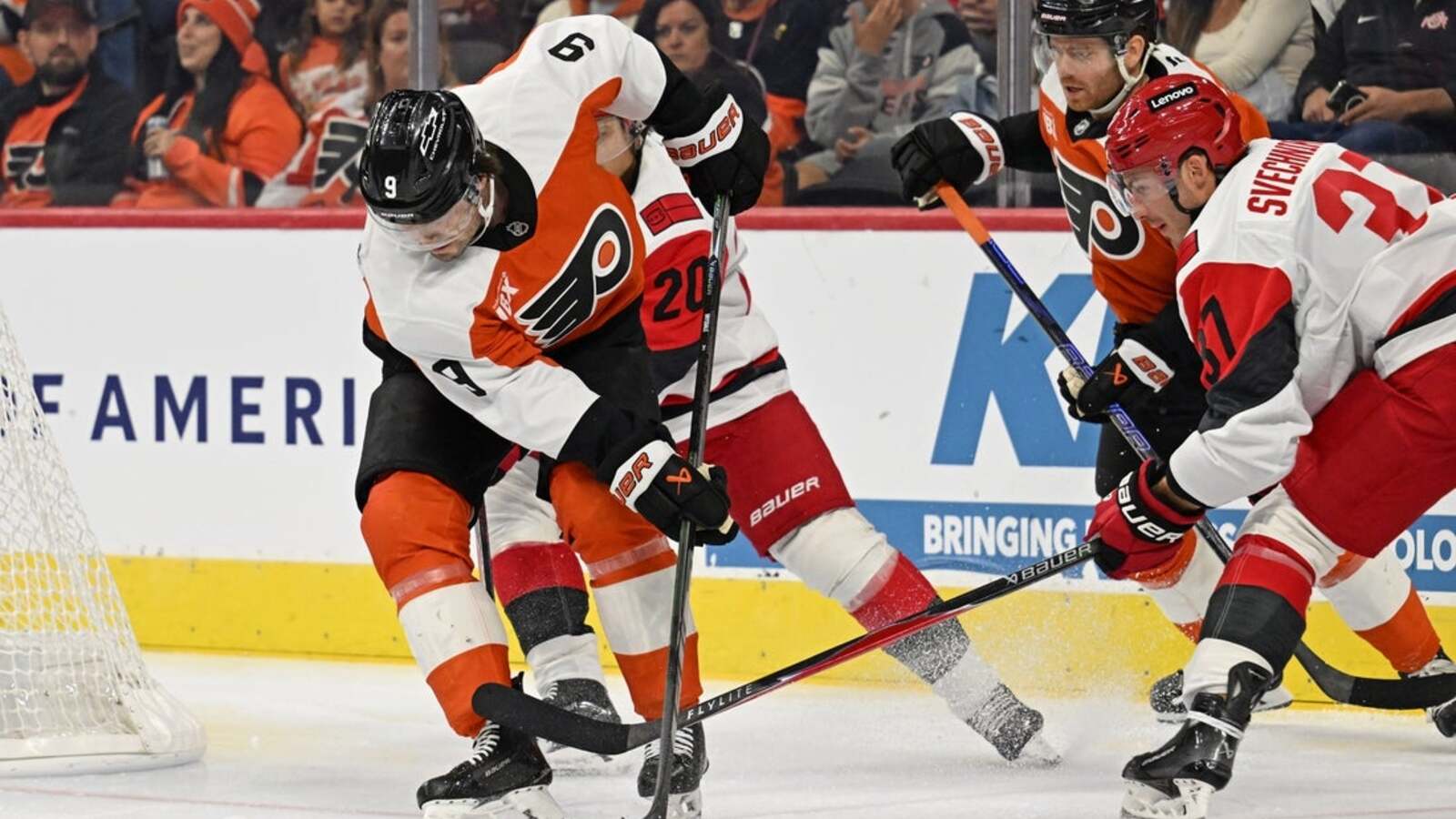 Canes rally past Flyers in OT to secure first win of title defense