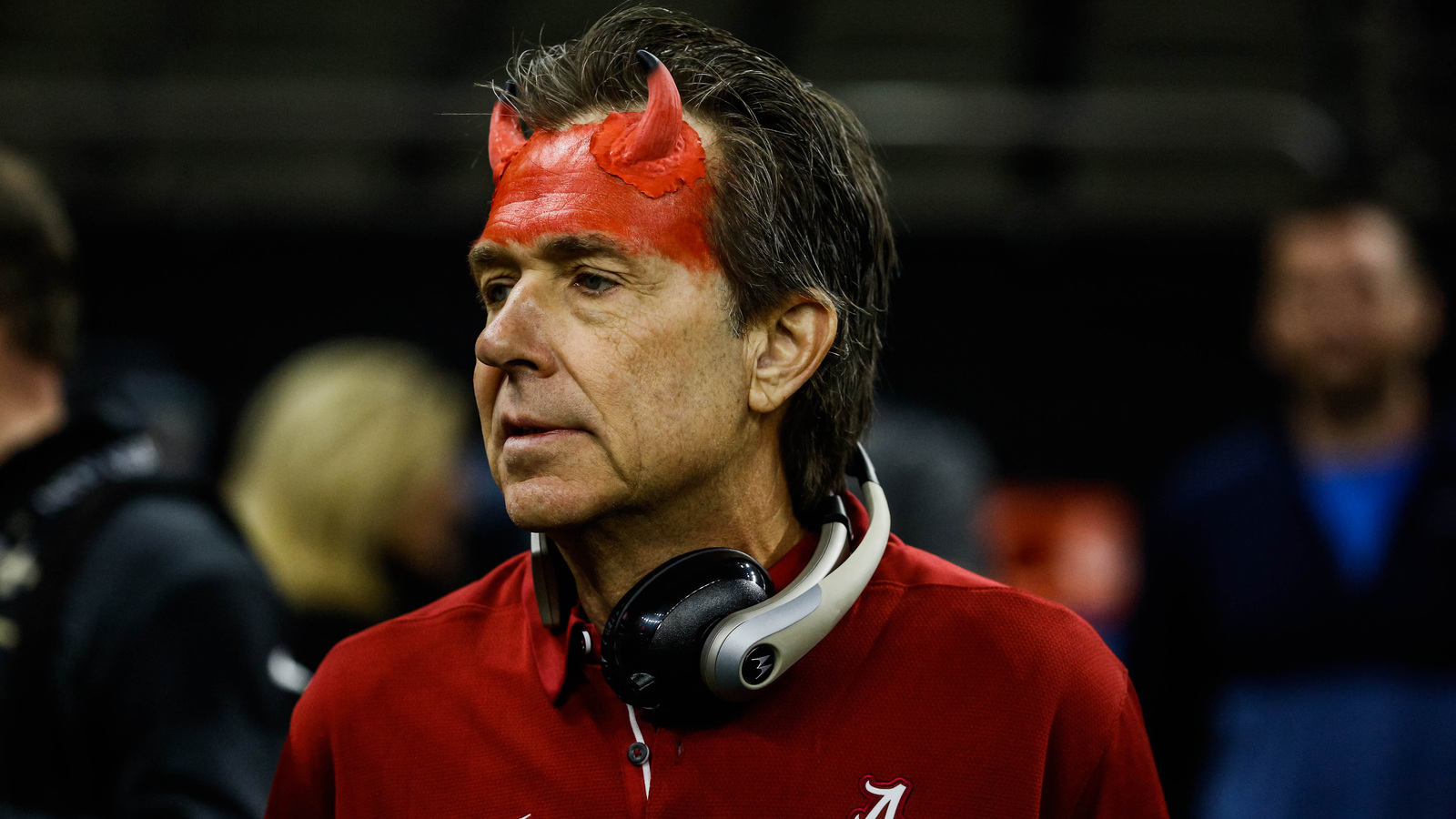 evil nick saban at saints game is the best nick saban yardbarker com