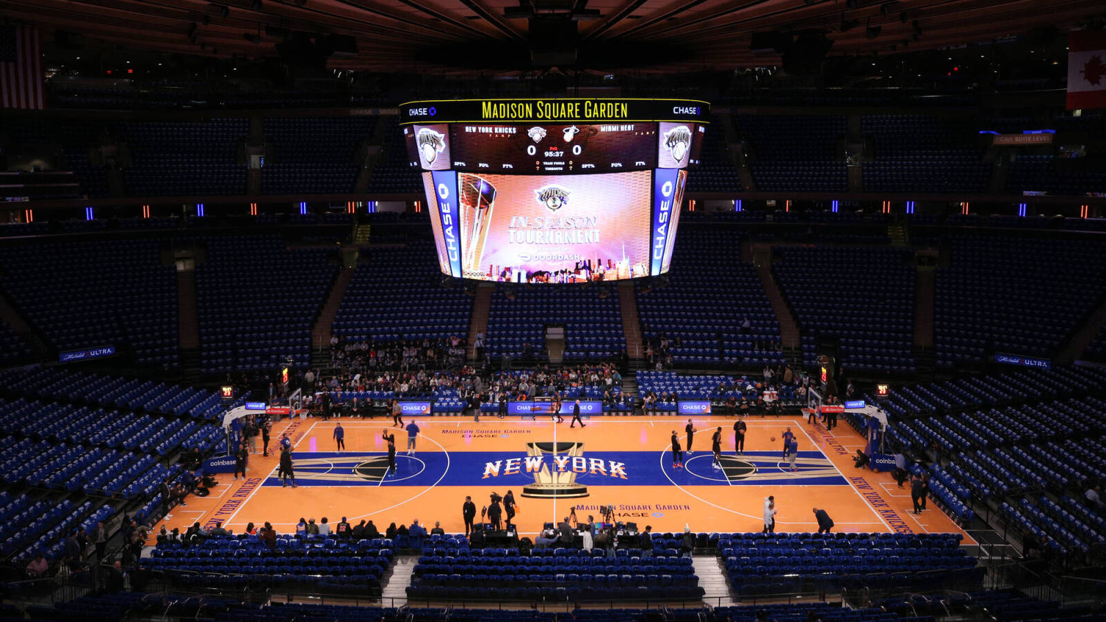 MSG jumbotron shows Knicks looking way ahead to ECF appearance Yardbarker