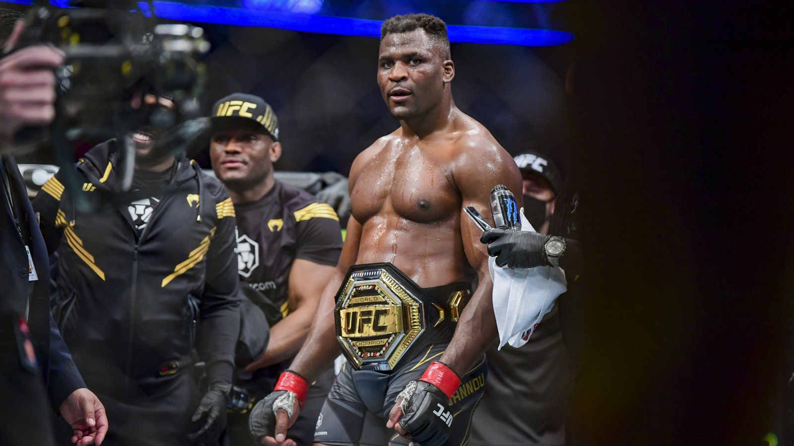 Francis Ngannou floors streamer iShowSpeed with brutal body punch at soccer game
