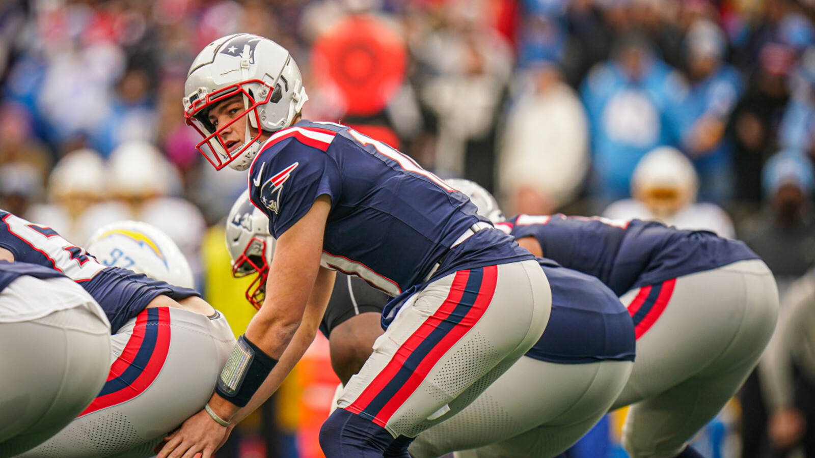 Patriots QB Drake Maye reacts to New England selecting LSU offensive ...