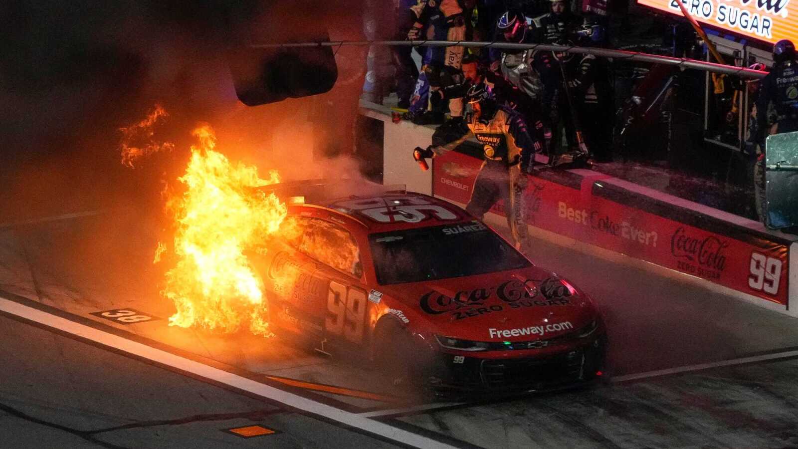 Kevin Harvick reacts to Daniel Suarez car fire at Daytona, speaks from experience Kevin Harvick reacts to Daniel Suarez car fire at Daytona, speaks from experience