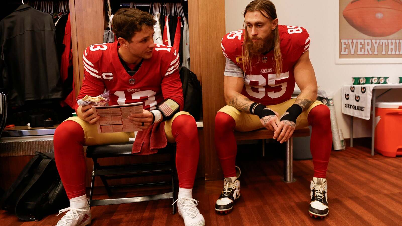 George Kittle is shocked with Brock Purdy’s ‘crazy accusation’ in viral clip