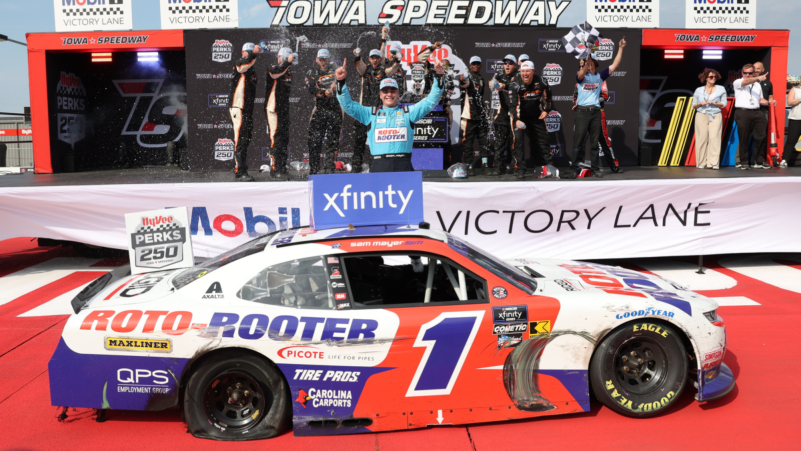 Sam Mayer earns OT win as Xfinity Series returns to Iowa