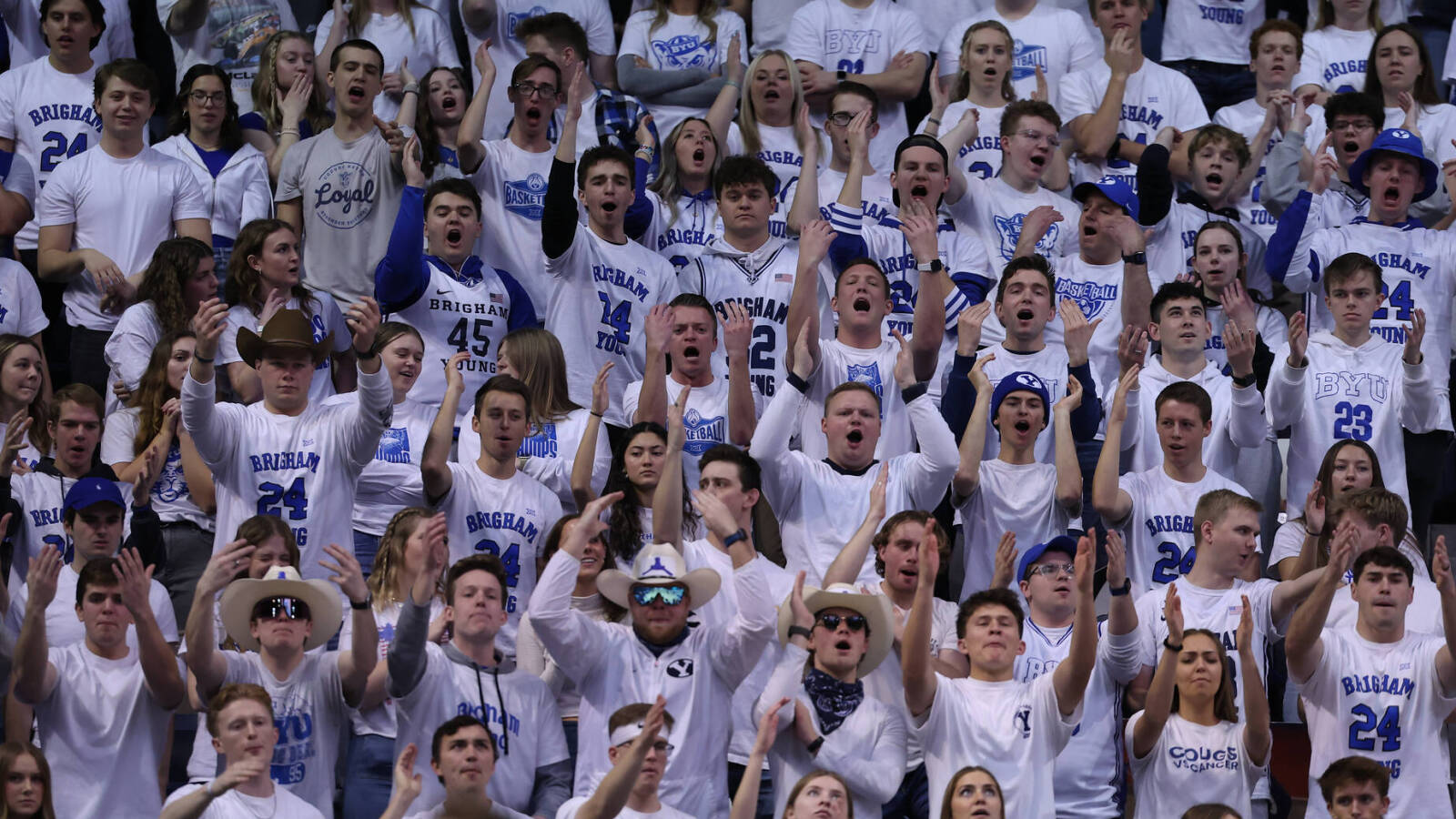 BYU students asked to remove 'Horns down' shirts vs. Texas Yardbarker